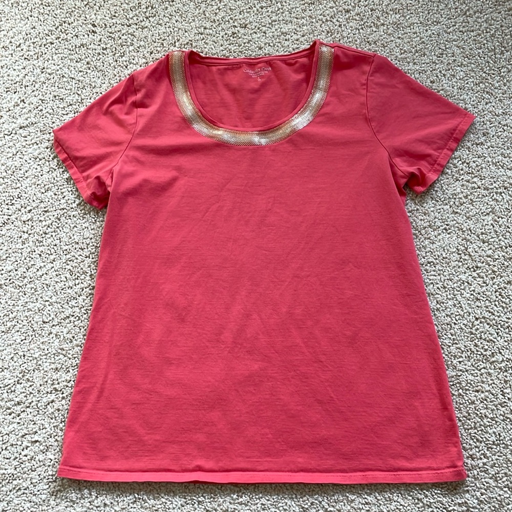 Coldwater Creek Pumpkin Short Sleeve Top
